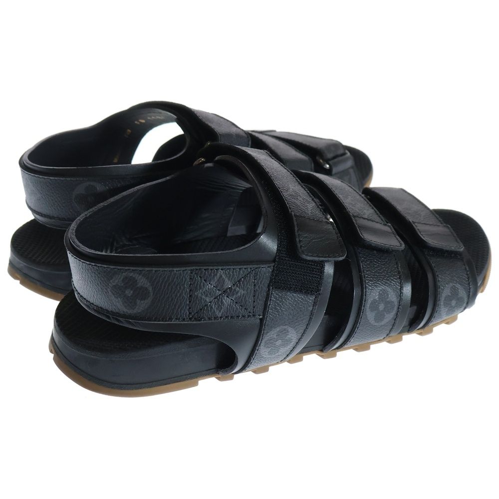 ルイヴィトン ストラップサンダル モノグラムエクリプス 黒 メンズ LOUIS VUITTON (ルイヴィトン) モノグラム エクリプス ベルクロ
