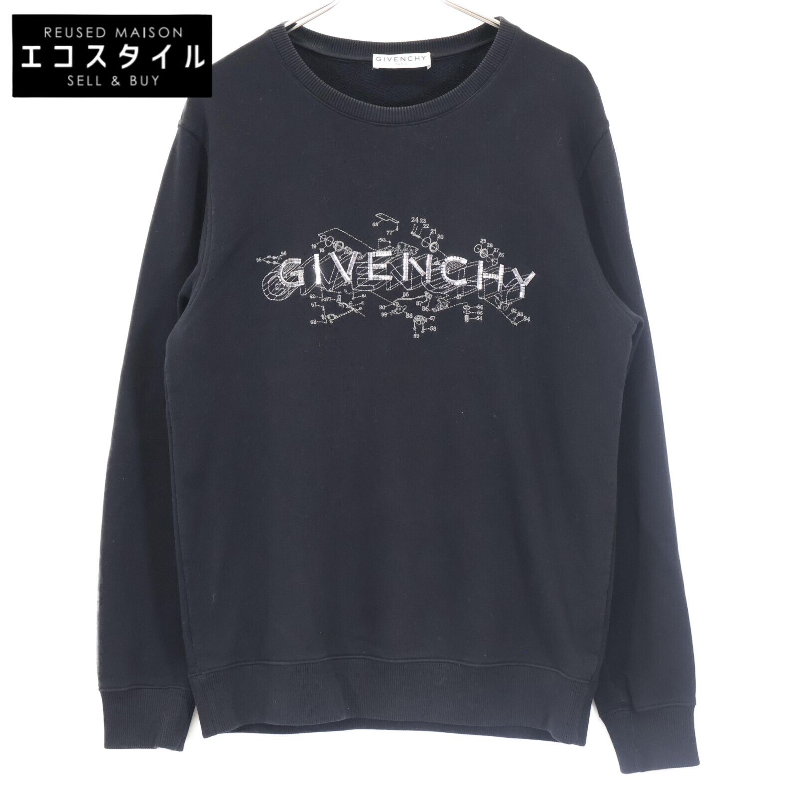 GIVENCHY ジバンシィ ﾌﾞﾗｯｸ BMJ09Q30AF ﾒﾀﾙﾛｺﾞ ｽｳｪｯﾄﾄﾚｰﾅｰ XS - メルカリ