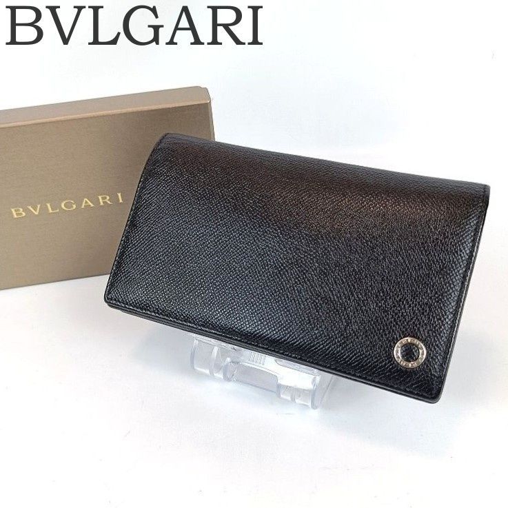 良品 BVLGARI ブルガリ 長財布 ブルガリマン レザー サークルロゴ 二