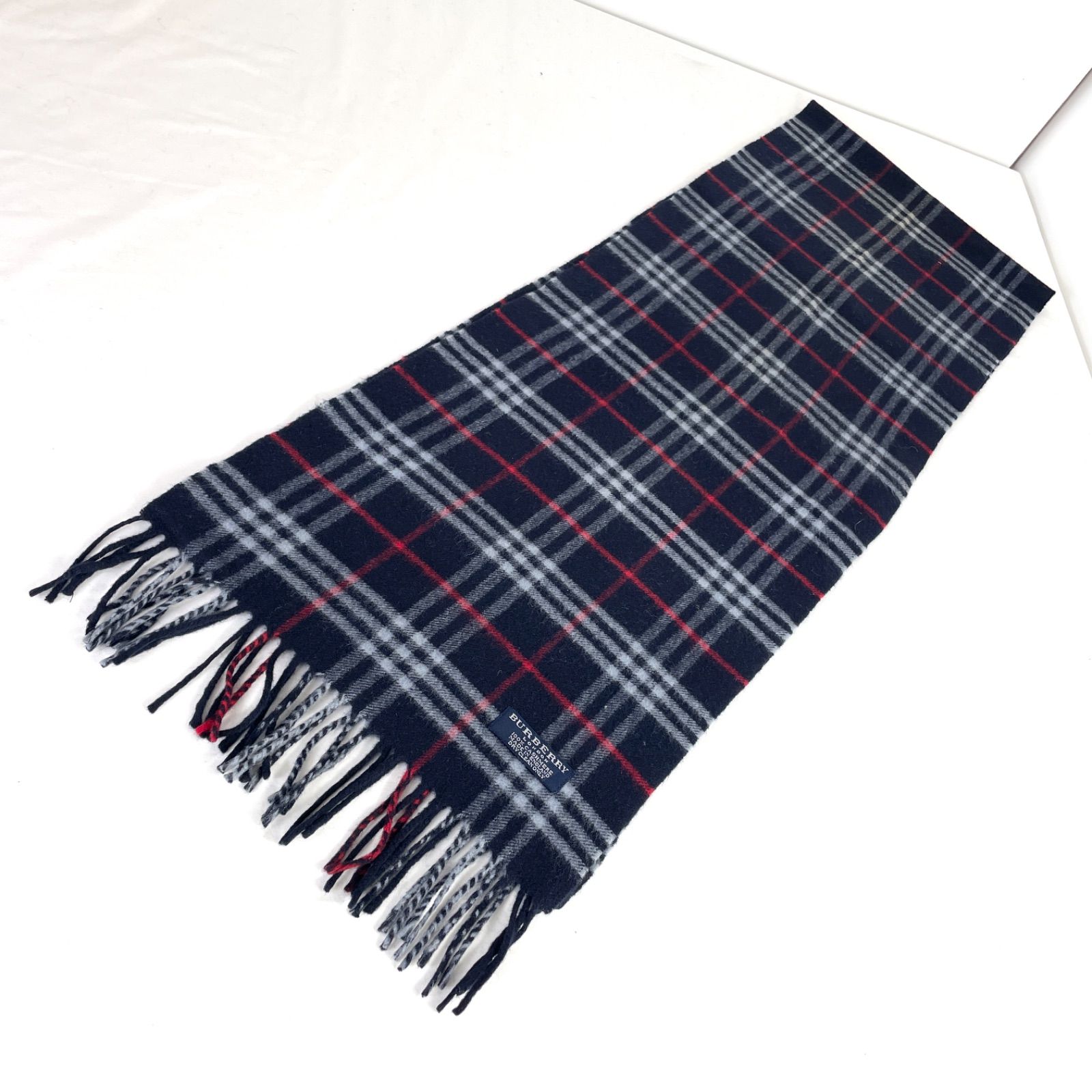 【美品】バーバリーロンドンBIGロゴマフラー バーバリーロンドン ウールマフラー ステッチ ベージュ ビッグホース