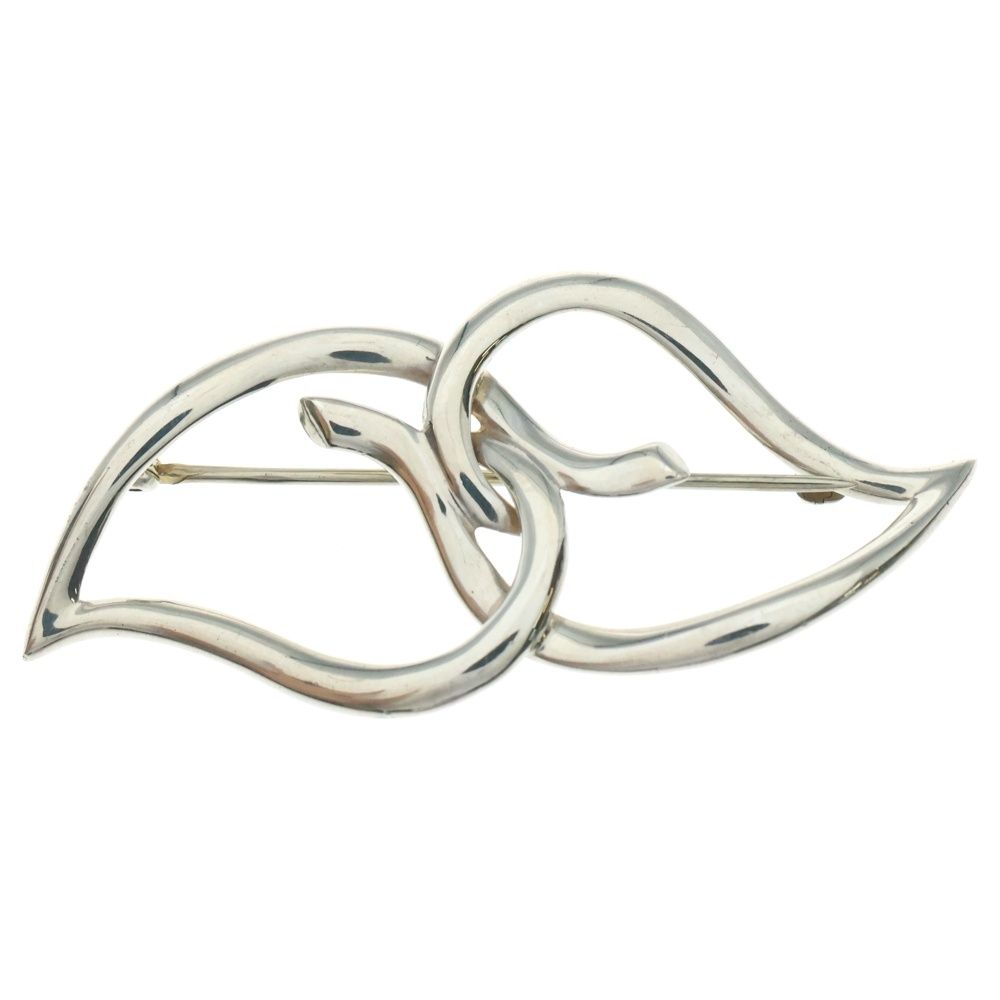 c736 美品　1987 オールド　ティファニー　ダブルリーフ　ブローチ　925 TIFFANY&Co (ティファニー) ダブルリーフ ブローチ ピンバッジ