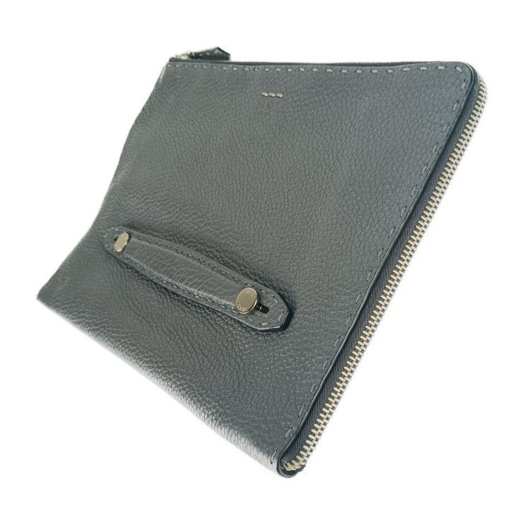 早い者勝ち】FENDI クラッチバッグ グレー レザー セレリア 早い者勝ち