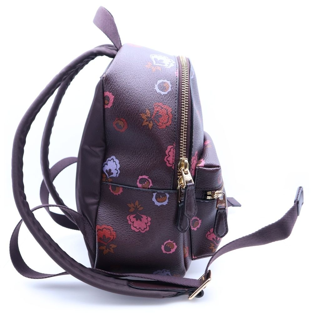 COACH (コーチ) ロゴ フラワープリント レザーバックパック リュック