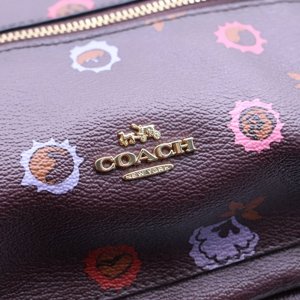 COACH (コーチ) ロゴ フラワープリント レザーバックパック リュック