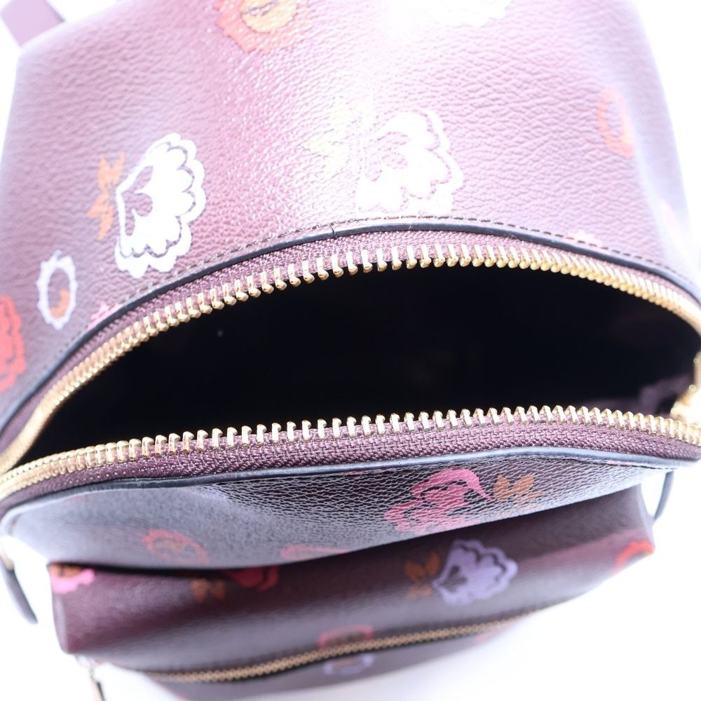 COACH (コーチ) ロゴ フラワープリント レザーバックパック リュック 