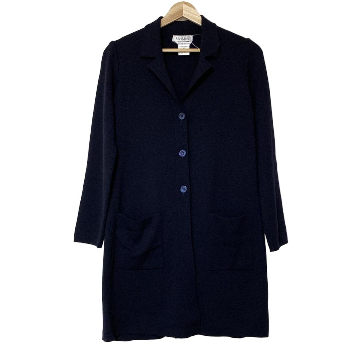 極美品　マックスマーラ　カーディガン　ロングベスト　ウール　ネイビー Max Mara(マックスマーラ) カーディガン サイズS レディース美品