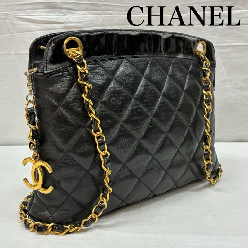 CHANEL キルティング パテントレザー ショルダーバッグ シャネル 90s ラムスキン レザー パテント キルティング ココマーク