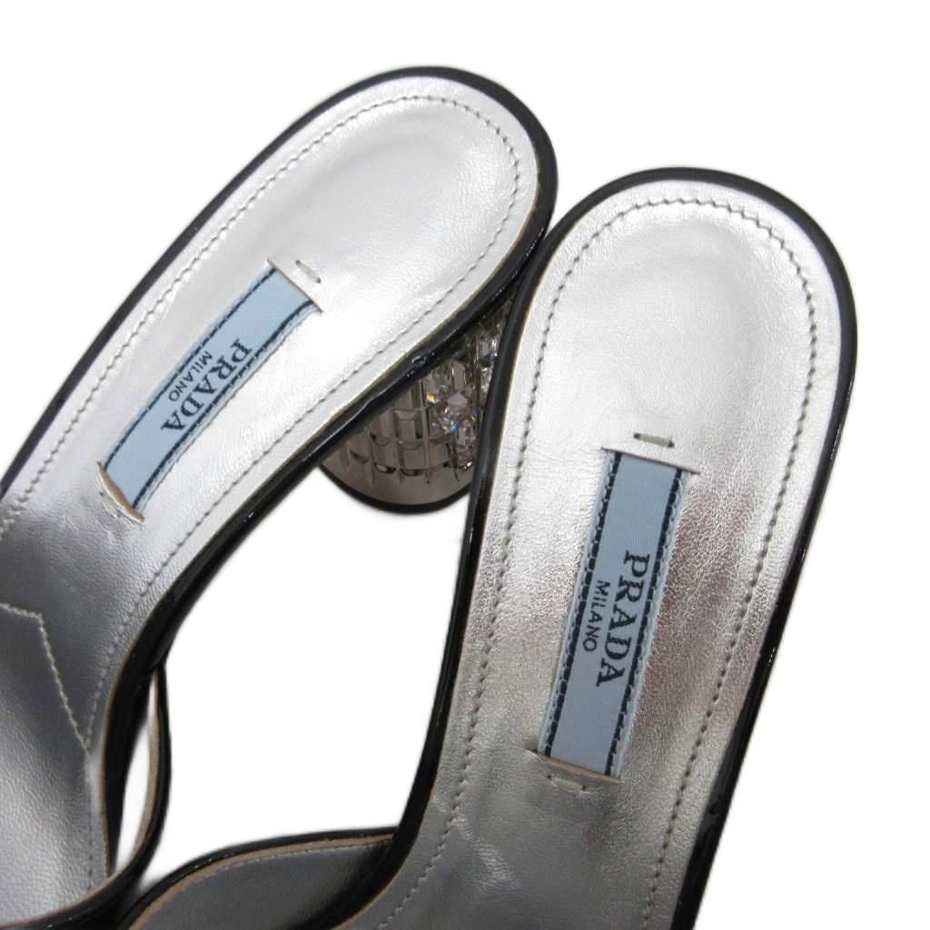 プラダ PRADA 美品 ミュール サンダル パンプス オープントゥ デザイン