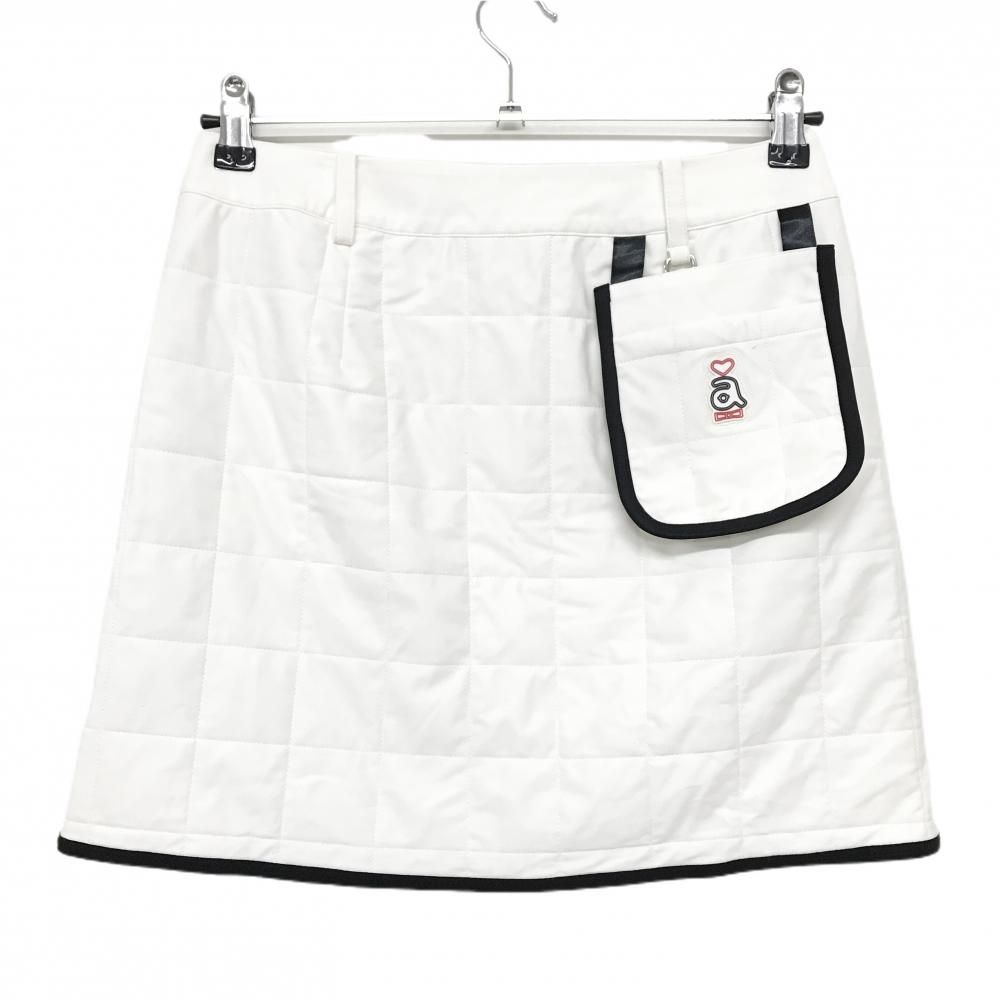 アルチビオ 中綿スカート 白×黒 薄手 ロゴレッド レディース 36(S