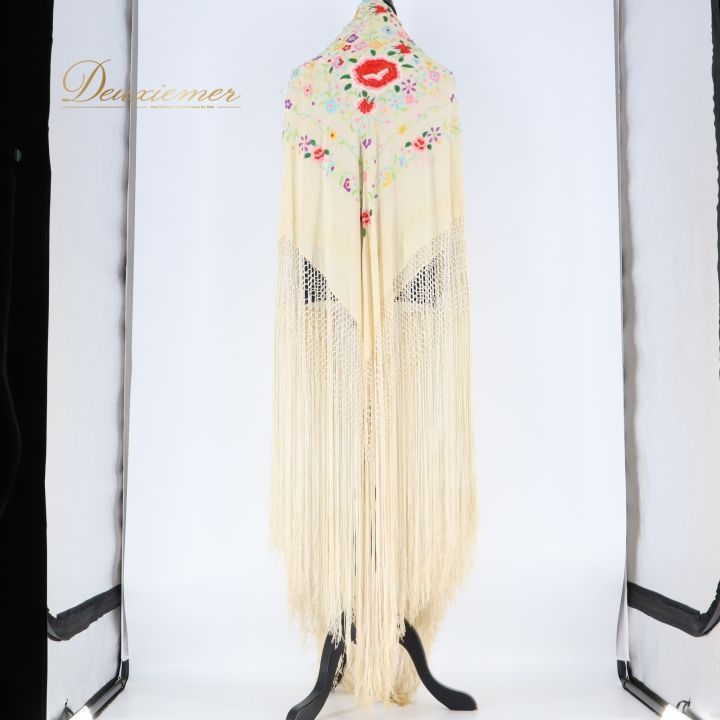 フラメンコ 衣装 マントン シージョ フレコ シルク 刺繍 花柄 フレコ