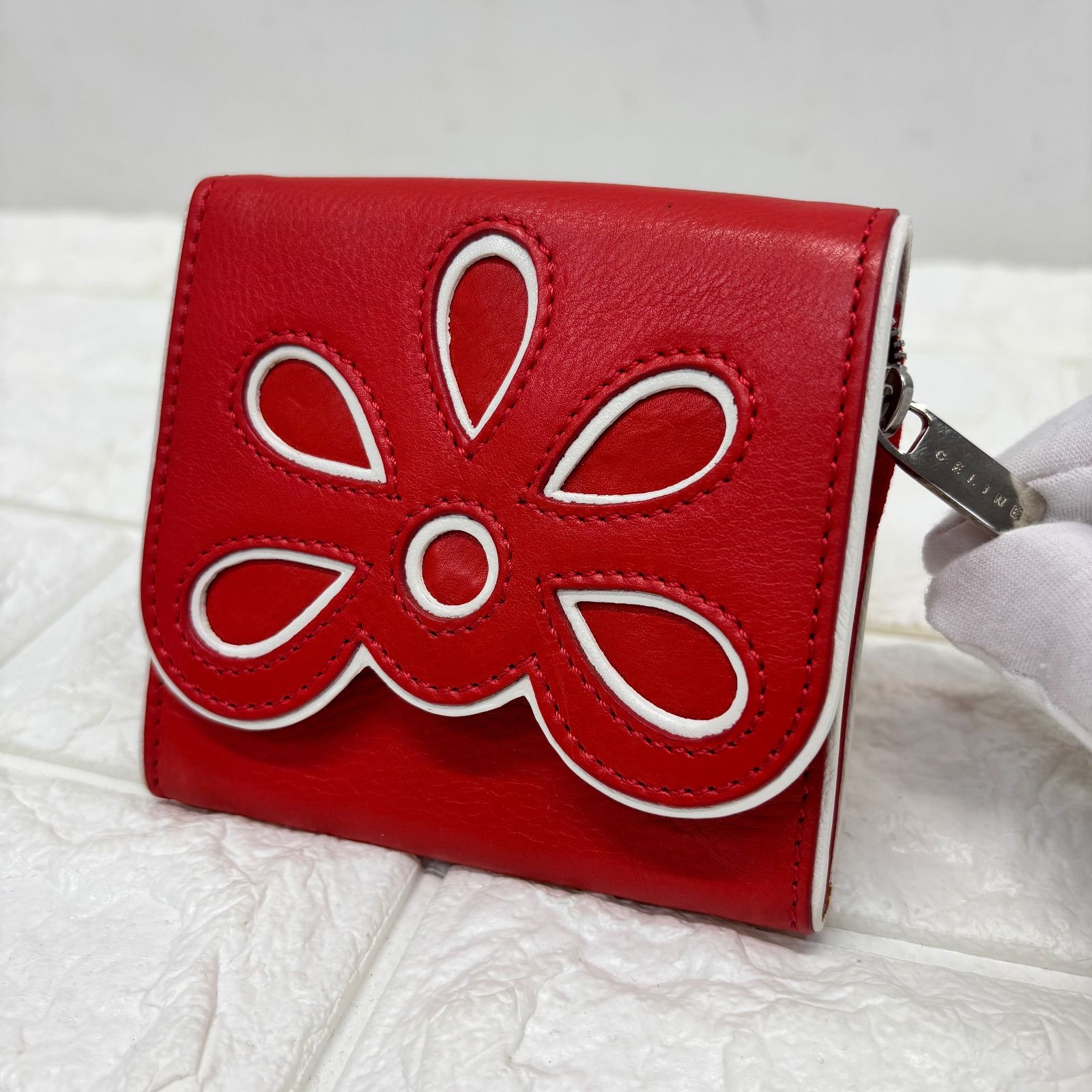 ◼︎ 美品 CELINE セリーヌ ミニウォレット レッド 赤 レザー コイン