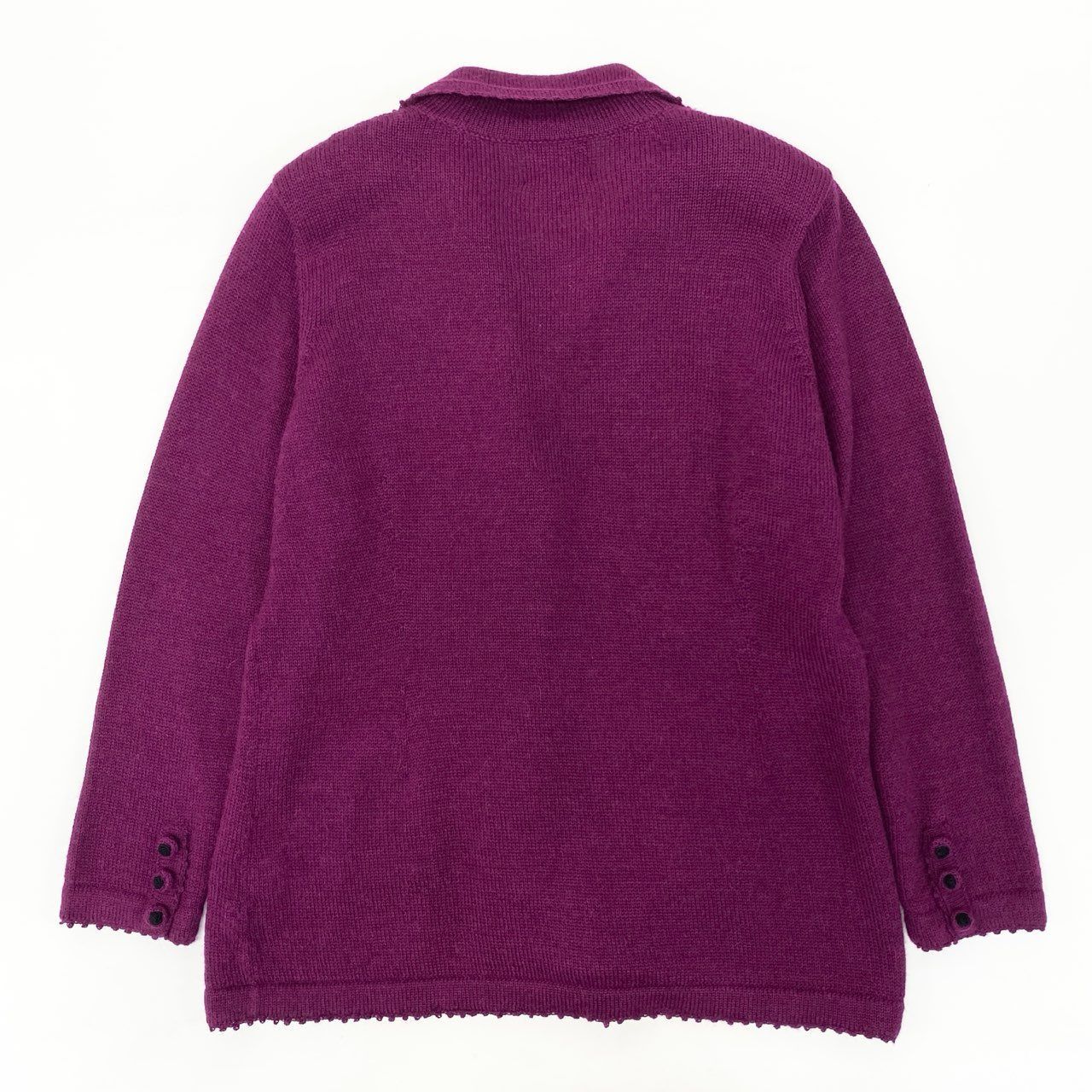 専用です。ロイヤルアルパカ100%　Lサイズ　ニットカーディガン 紫 白 専用です。ロイヤルアルパカ100% Lサイズ ニットカーディガン 紫 白