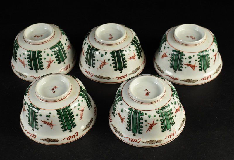 蔵A3250】九谷 色絵 蓋茶碗 碗 蓋物 五客 - メルカリ