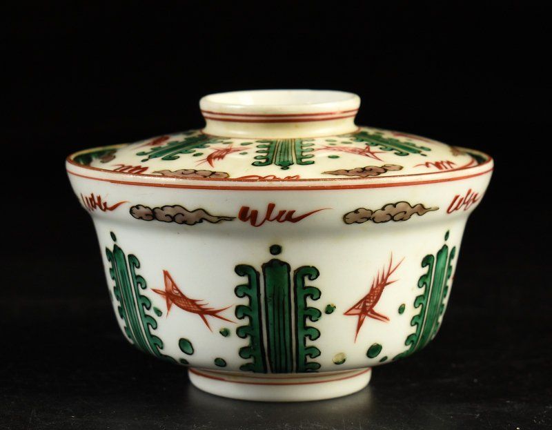 蔵A3250】九谷 色絵 蓋茶碗 碗 蓋物 五客 - メルカリ