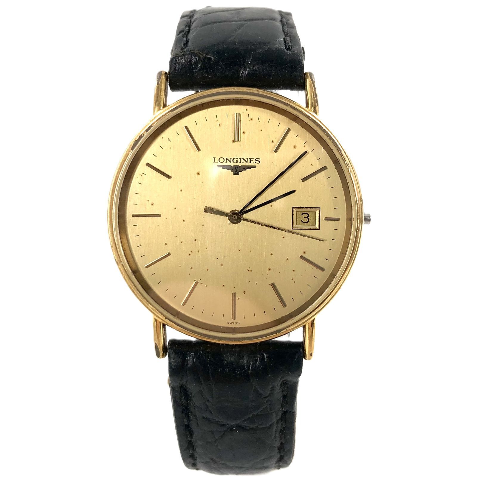 稼働 LONGINES 腕時計 ゴールド文字盤 レザー デイト 1724 稼働 LONGINES 腕時計 ゴールド文字盤 レザー デイト 1724 | Like a