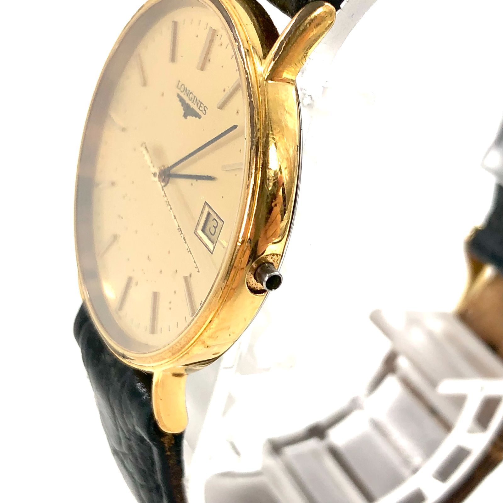 LONGINES ロンジン L4.636.2 SS/QZ デイト ゴールド文字盤 メンズ