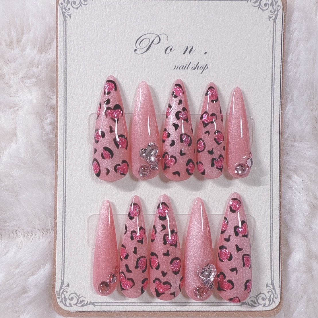 ピンクマグネット×レオパード ヒョウ柄 派手 ギャル ネイルチップ