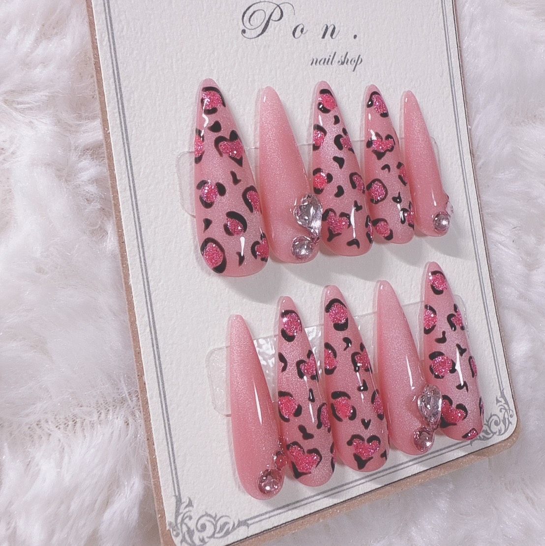 ピンクマグネット×レオパード ヒョウ柄 派手 ギャル ネイルチップ