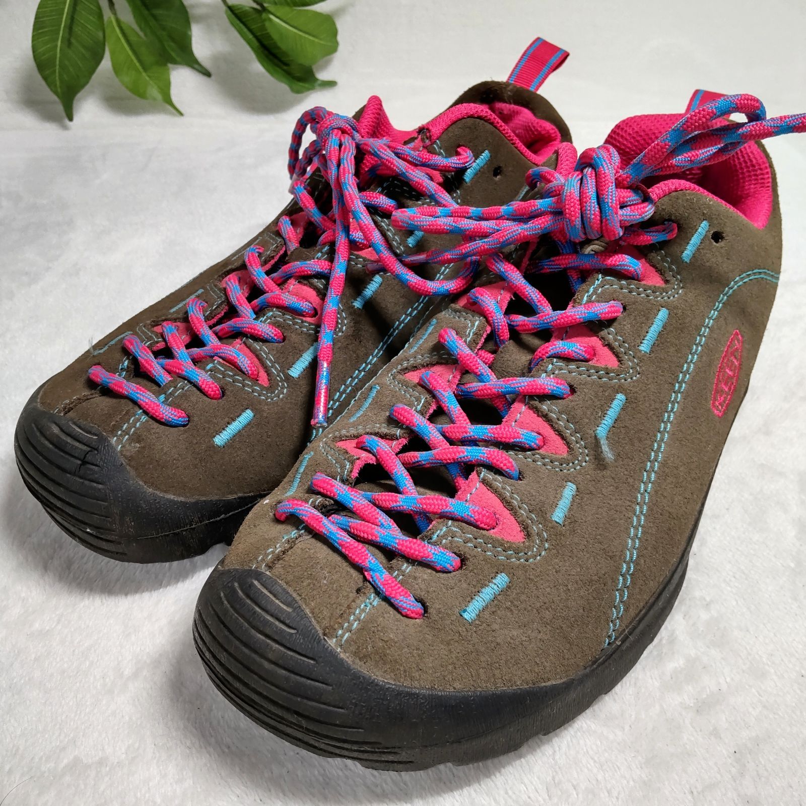 KEEN キーン ジャスパー アウトドアスニーカー 茶色 ブラウン ピンク 水色 ライト ブルー 25.0 cm