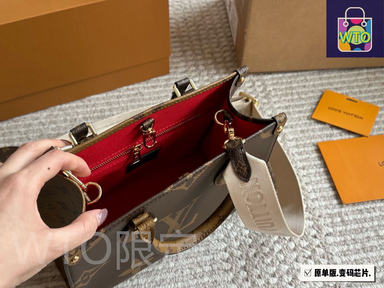 【限定価格】Louis Vuitton OnTheGo Louis Vuitton Onthego Tote MM Blue Leather for sale online | eBay