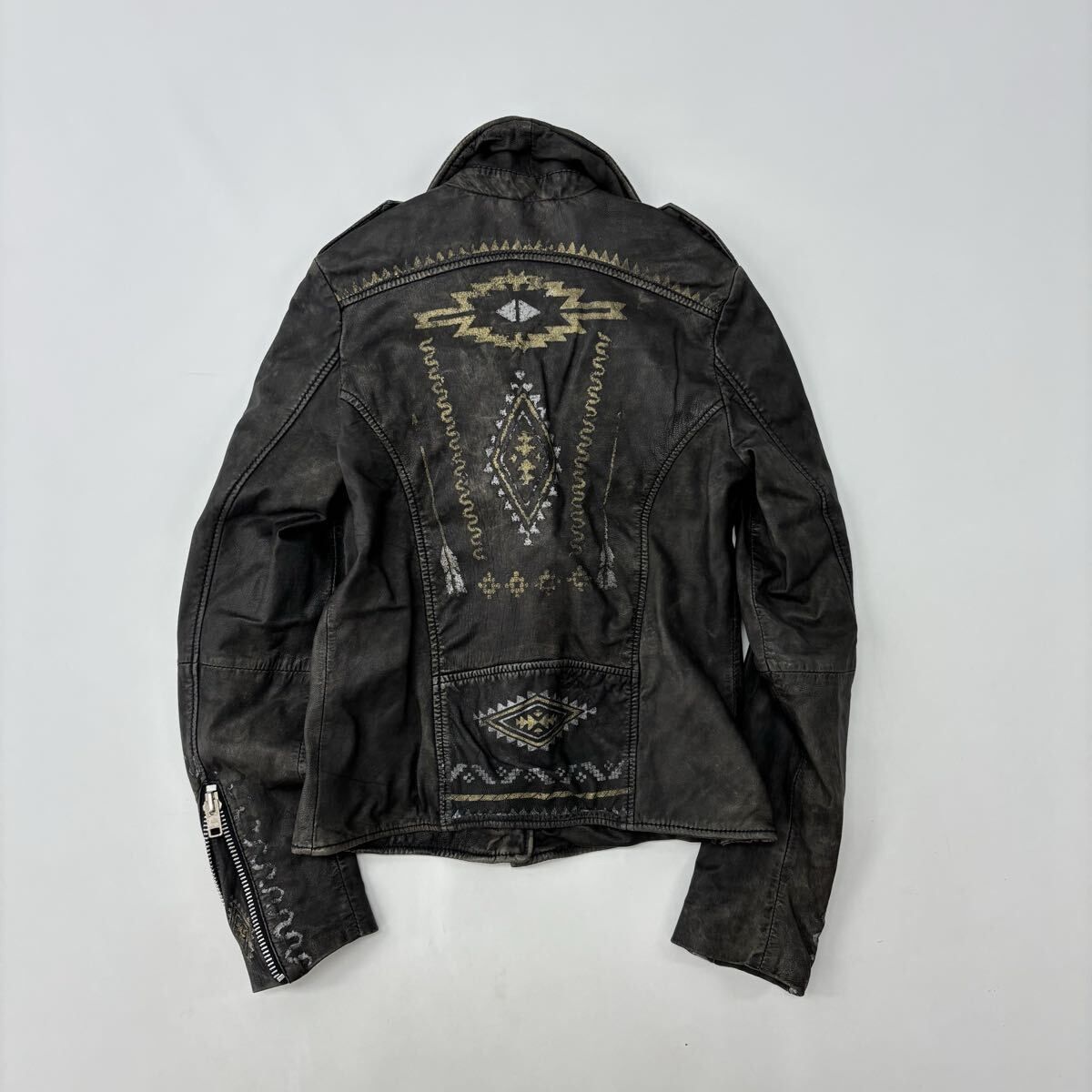 goosecraft グースクラフト biker 510 USED加工 ラムレザー ダブル 