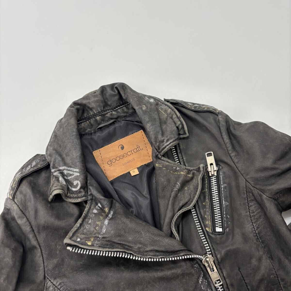 goosecraft グースクラフト biker 510 USED加工 ラムレザー ダブル 