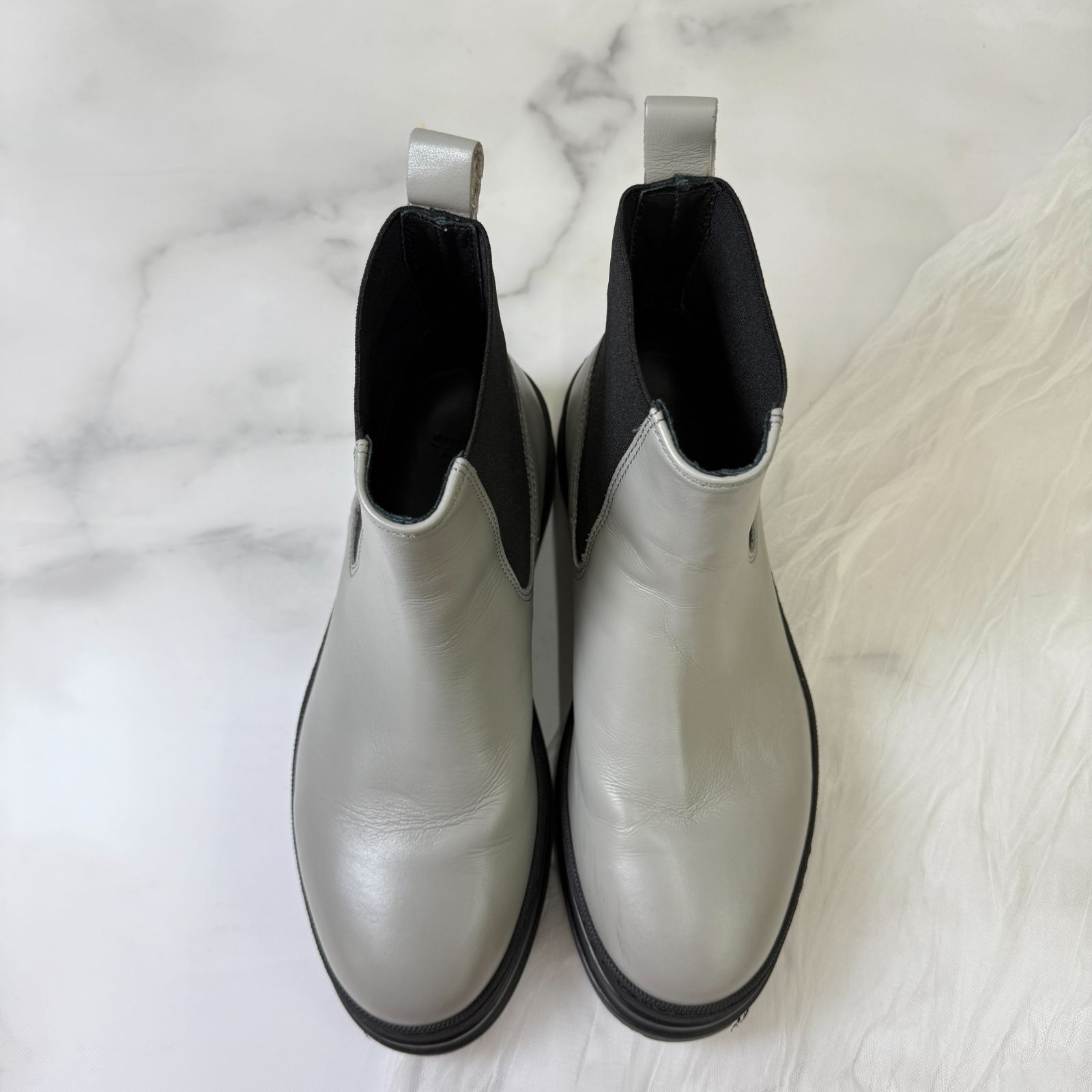 PELLICO SUNNY / サイドゴアブーツ/36/ホワイト/レザー/アッパー履きジワ有 鑑定済み 】ペリーコサニー サイドゴアブーツ 36 ( 23cm程度 ) グレー