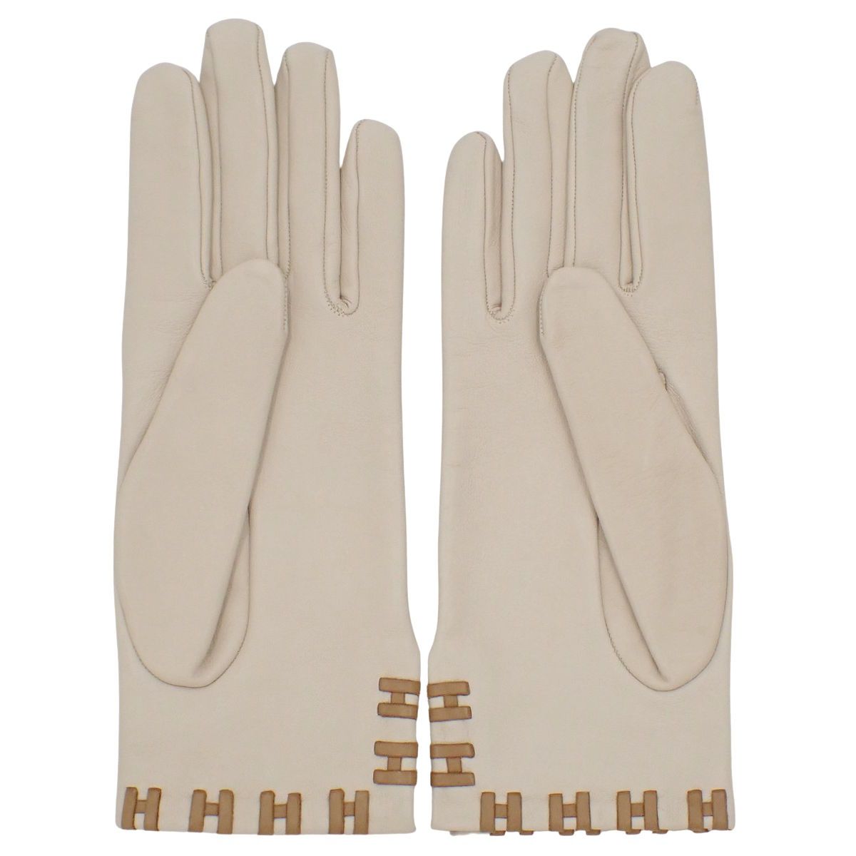 HERMES(エルメス) グローブ ベージュ ブラウン茶 レザー 手袋