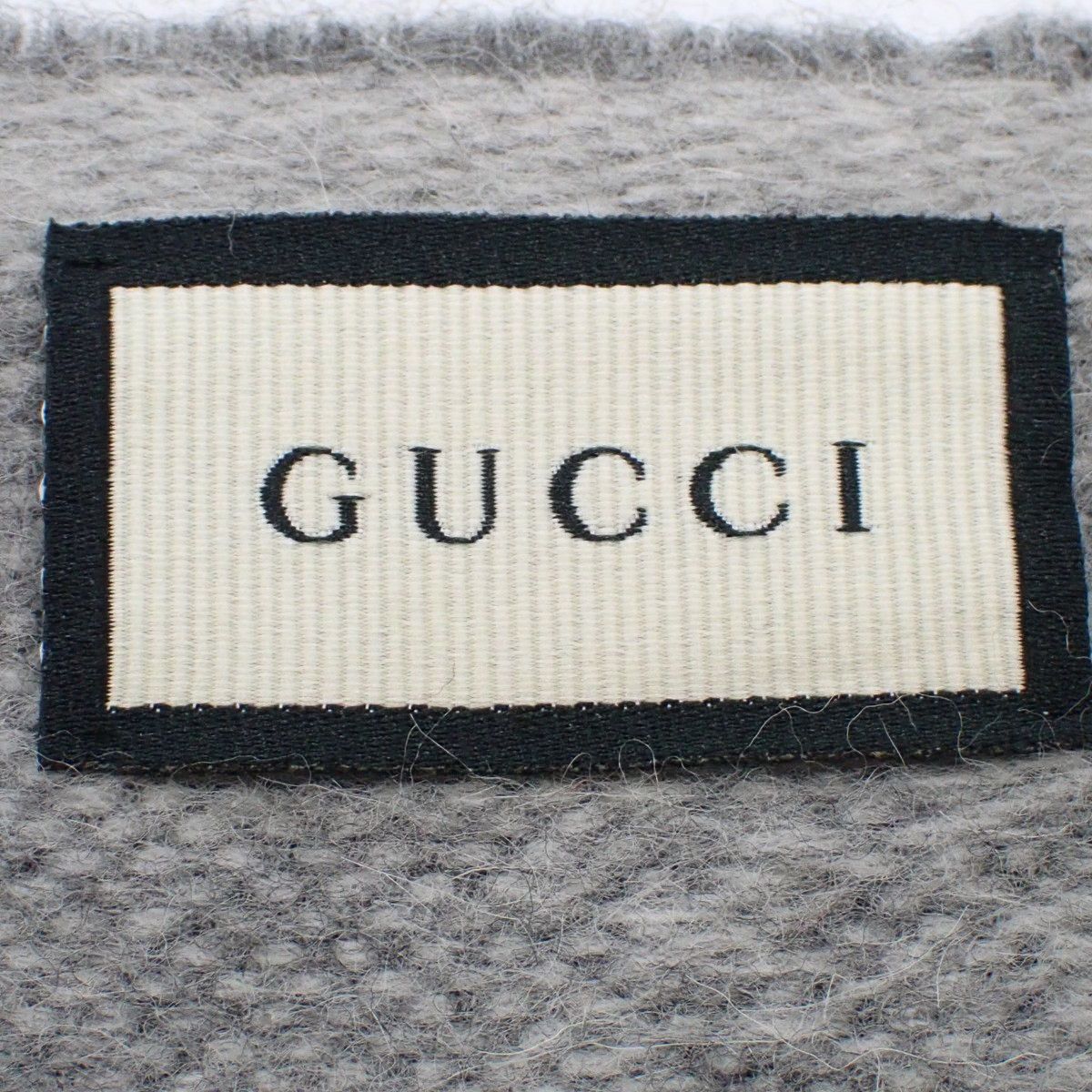 GUCCI(グッチ) GG マフラー ウェブライン ウール ライトグレー ブルー  