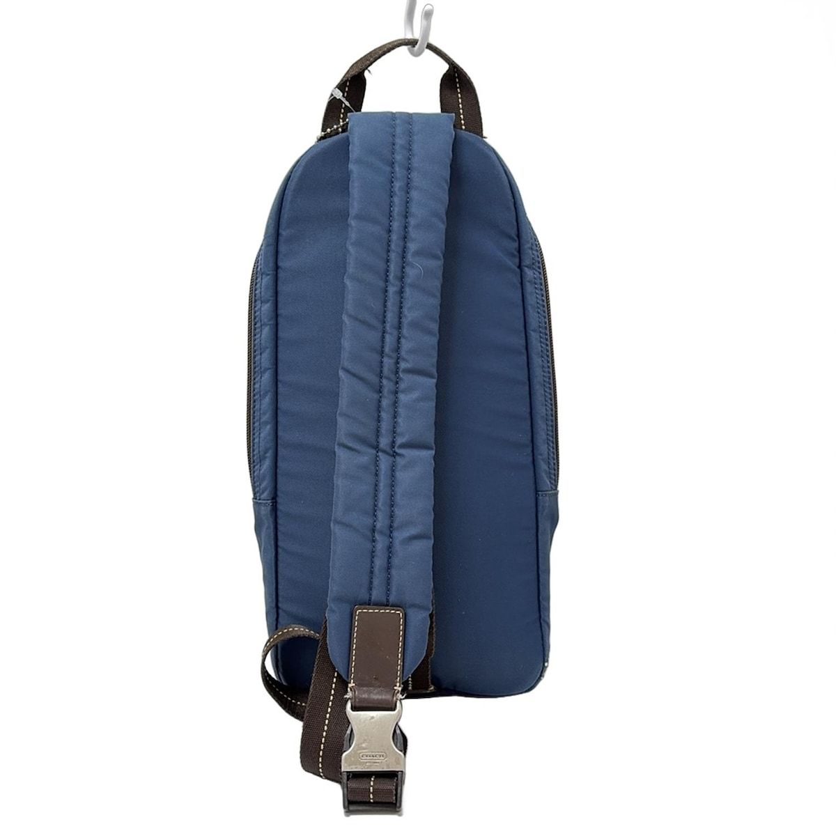 銀座店で購入 COACHコーチブルーレザーナイロンコンビリュック