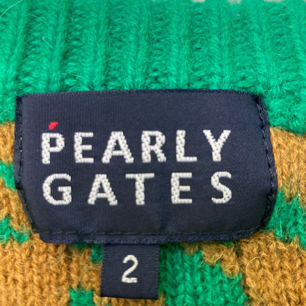 サイズ：2 PEARLY GATES パーリーゲイツ ニットセーター 総柄 グリーン