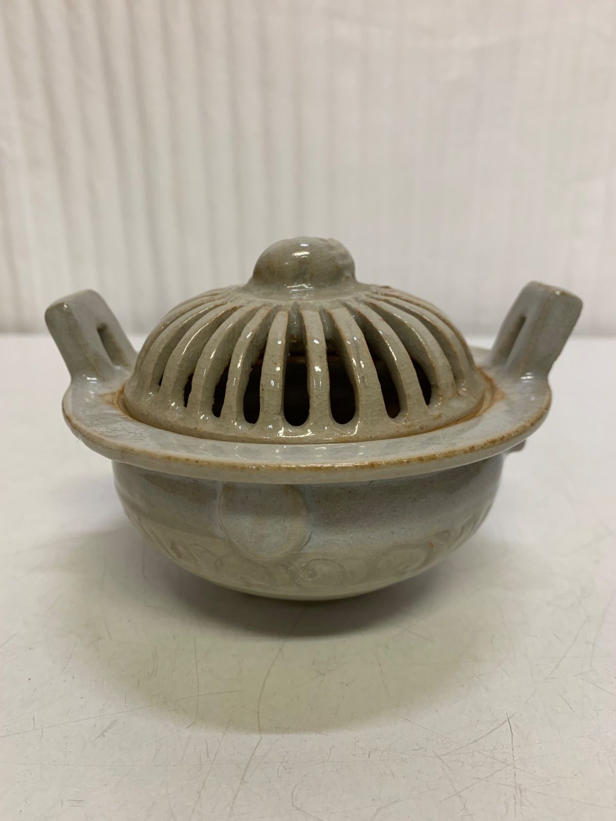 茶道具 香炉 萩焼 野間瑞雲窯 香道具 獅子 三足香炉 骨董 共箱 未使用