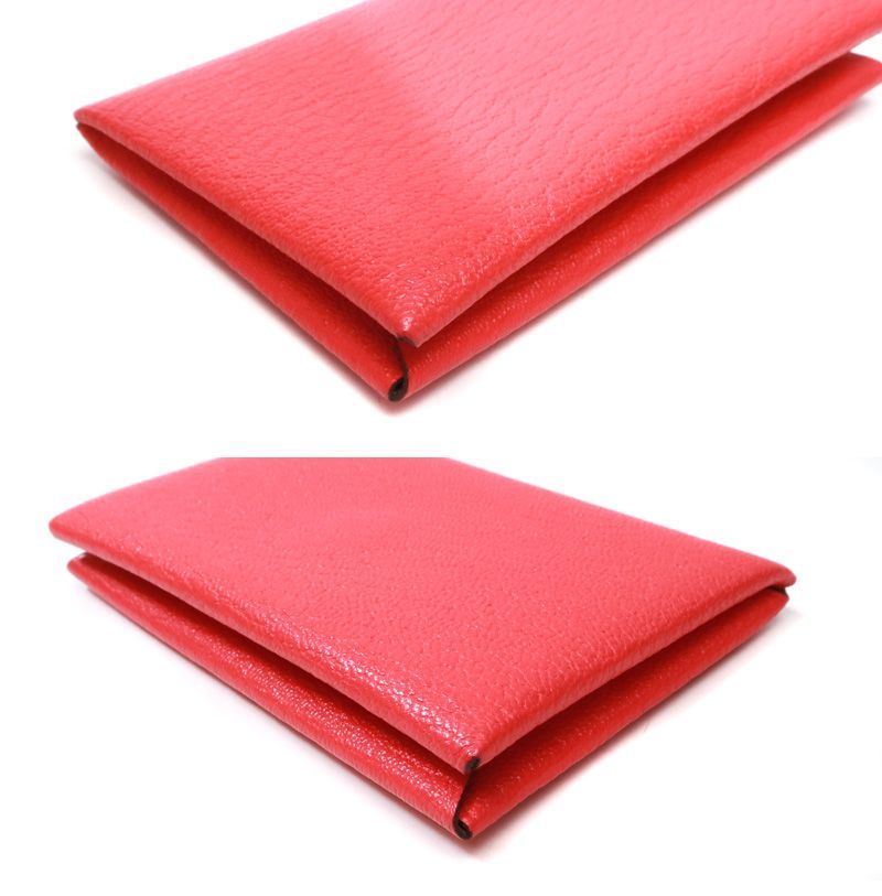 美品 エルメス カルヴィ ヴェルソ Y刻印 二つ折り カードケース ピンク