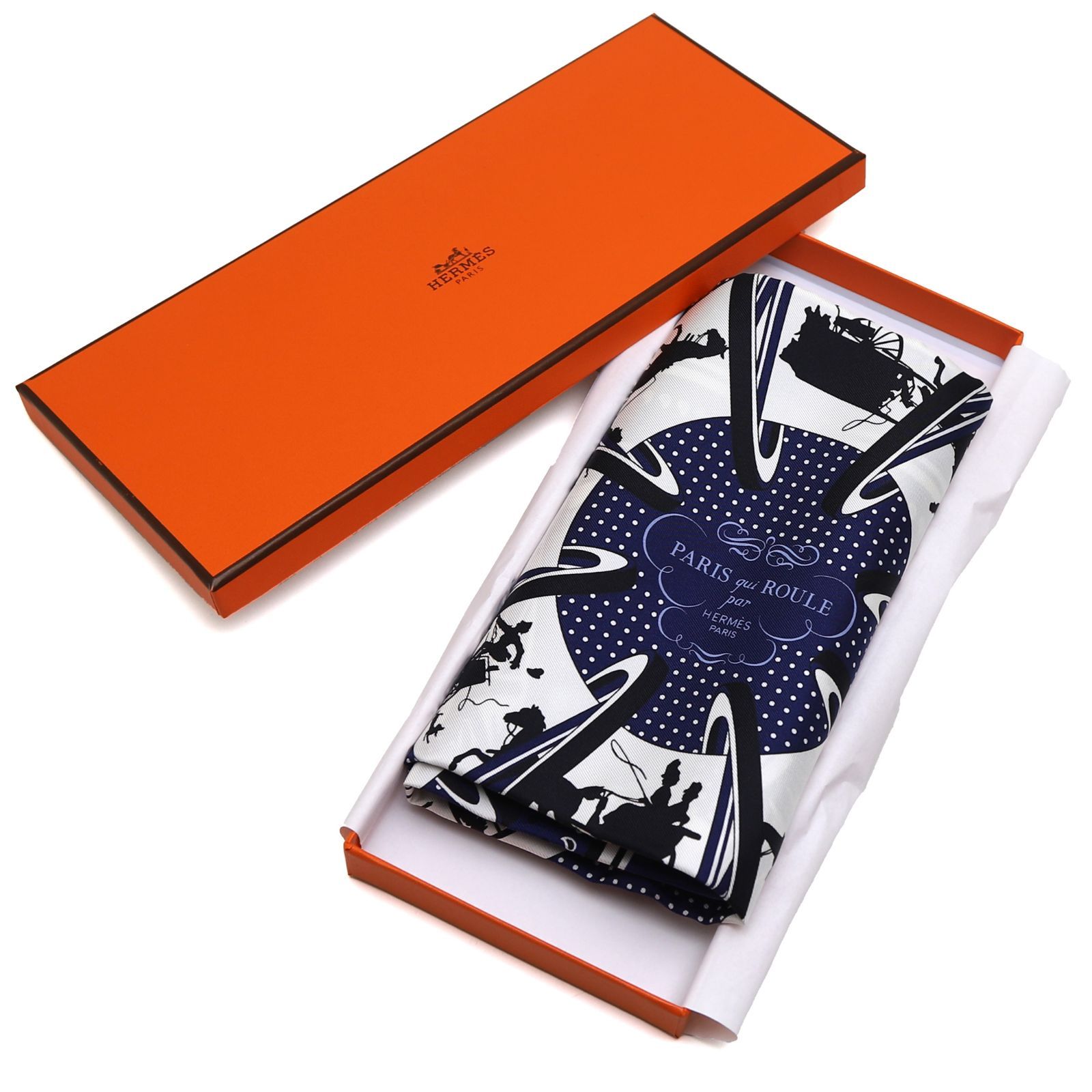 HERMES エルメス シルクバンダナ ネイビー HERMES 【直営買付】エルメス カレ55 シルクスカーフ 2018年秋冬