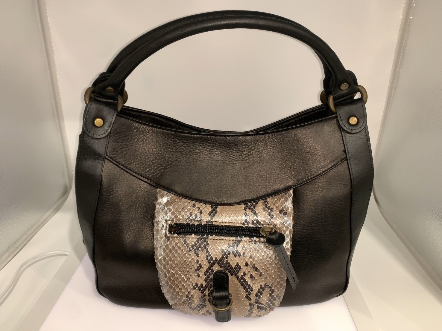 極美品】Link² KYOTO レザーバッグ 2way パイソン ブラック 日本製 