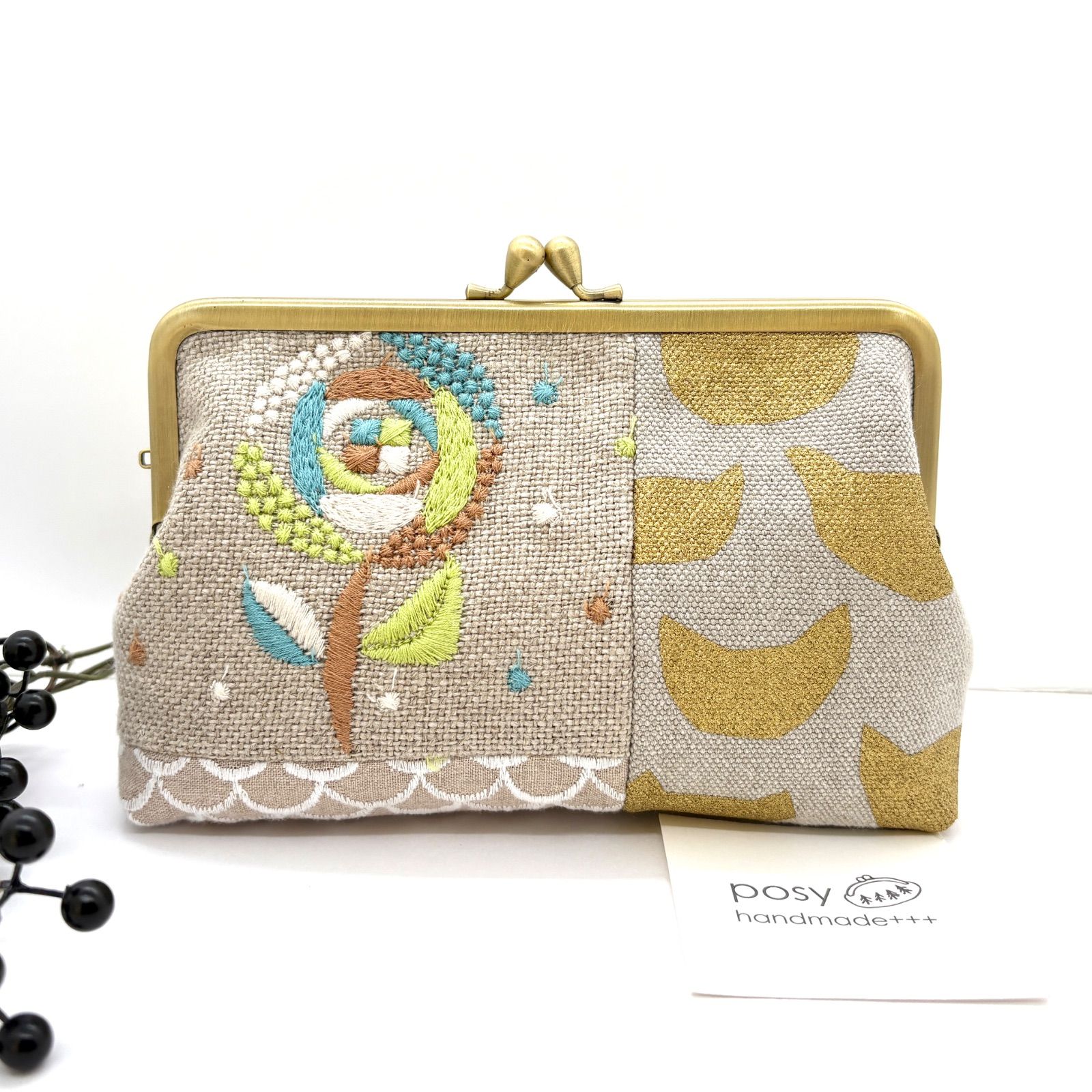 ஐ.ミナペルホネンパッチワークがま口*(ショルダー付き)°ஐ.* ஐ.ミナ