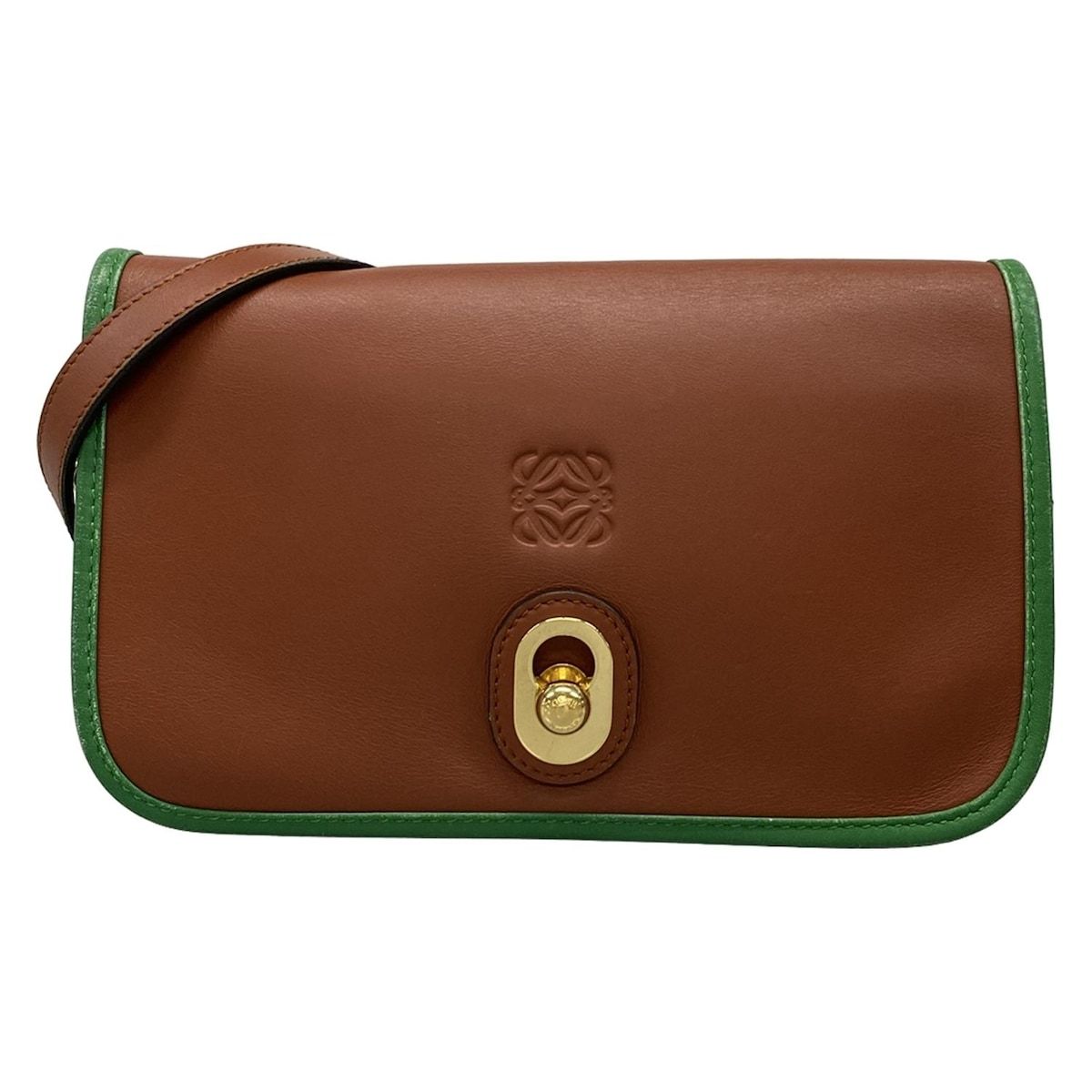 ロエベ LOEWE ショルダーバッグ ブラウングリーン LOEWE(ロエベ) ショルダーバッグ - ブラウン×グリーン ストラップ着脱