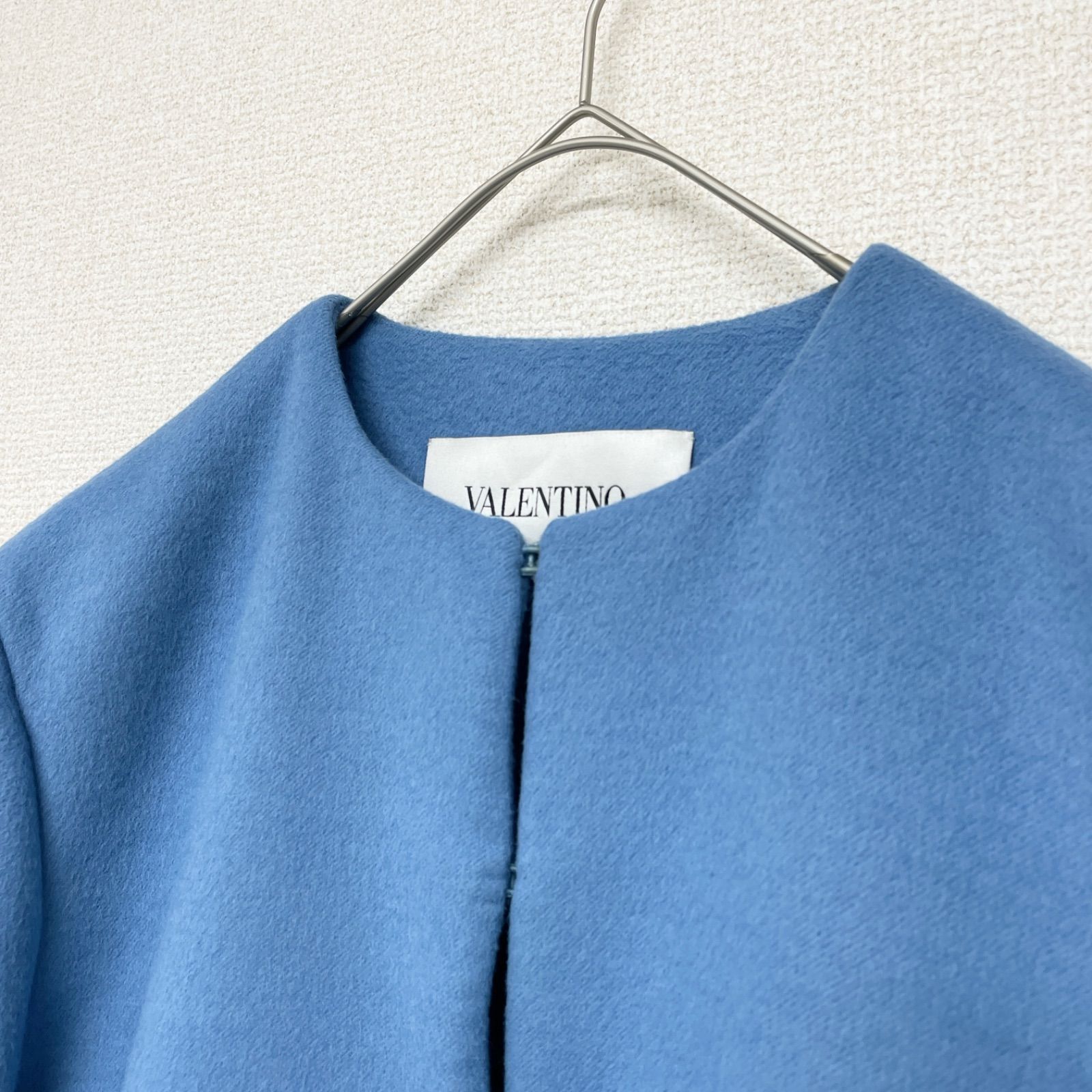 VALENTINO ヴァレンティノ ノーカラーコート パフスリーブ ギャザー 