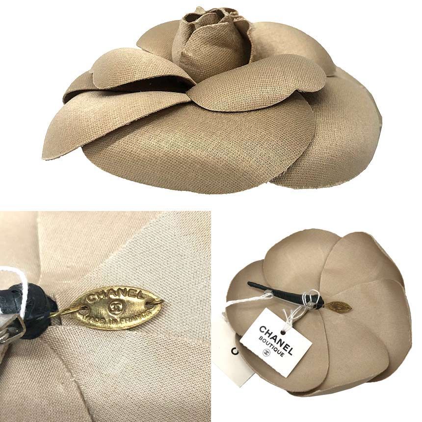 シャネル CHANEL カメリア コサージュ ブローチ シャンパンベージュ 未