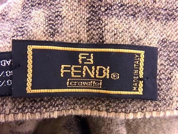 【美品】FENDI・フェンディ・マフラー・ズッカ・フリンジ・ブラウン・ウール FENDI フェンディ マフラー ズッカ ブラウン系 ウール100％ ユニ
