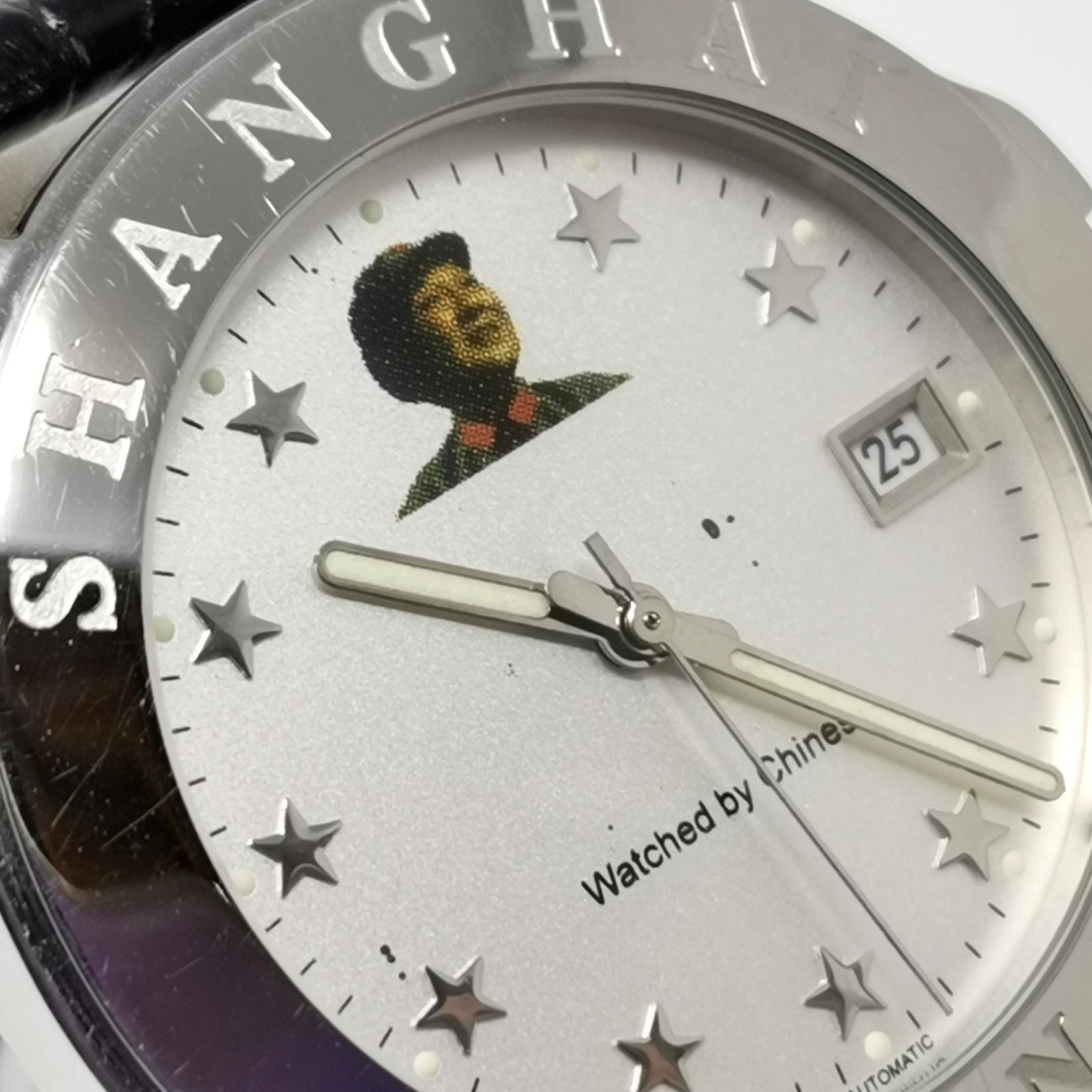 稼動品 上海灘 シャンハイタン 手巻き シルバー ブラック メンズ腕時計