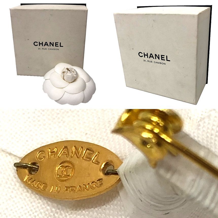 シャネル CHANEL カメリア コサージュ ブローチ 花 白 美品 aq12237