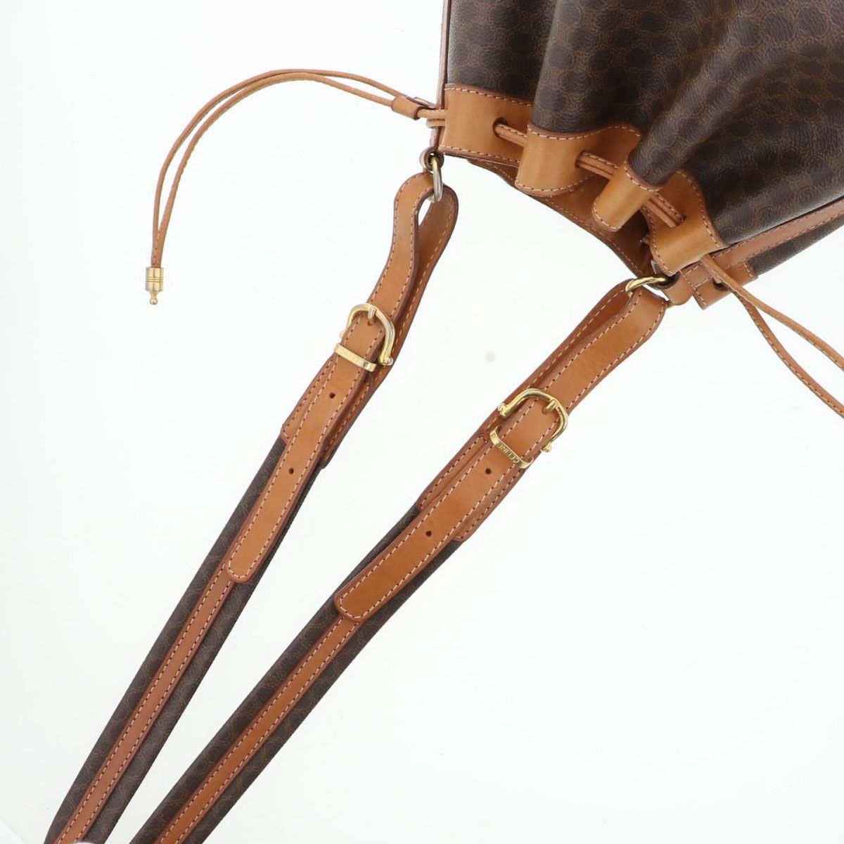 CELINE セリーヌ ワンショルダー 巾着 マカダム柄 ショルダーバッグ 