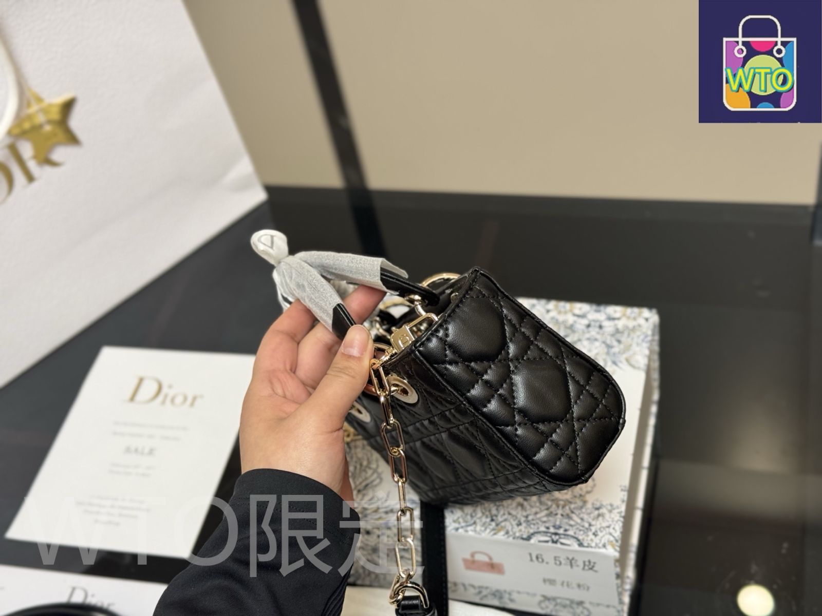 今日特価】Dior Lady Lambskin Horizontal Lady Dior Bag - ディオール