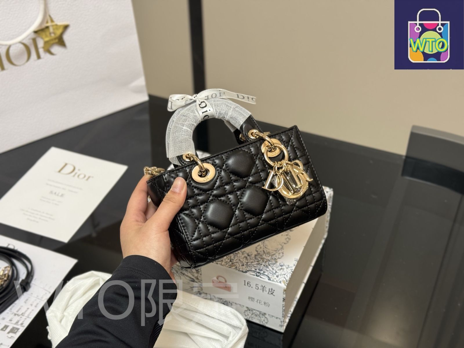 今日特価】Dior Lady Lambskin Horizontal Lady Dior Bag - ディオール