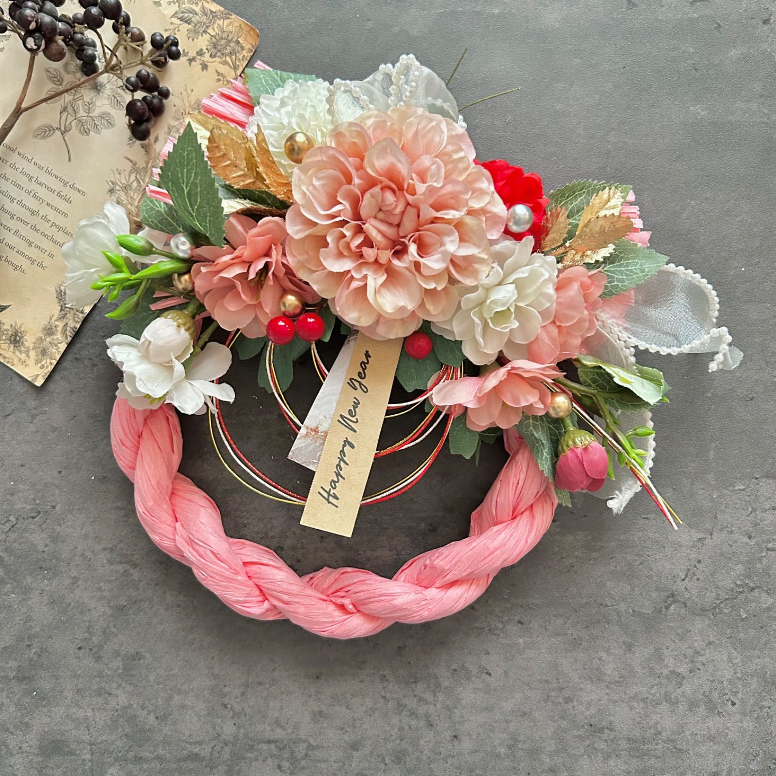 しめ縄　お正月飾り　しめ縄リース新年　No.1 早割お正月2026】☆新作☆本しめ縄お正月しめ縄飾りリースR1 しめ縄