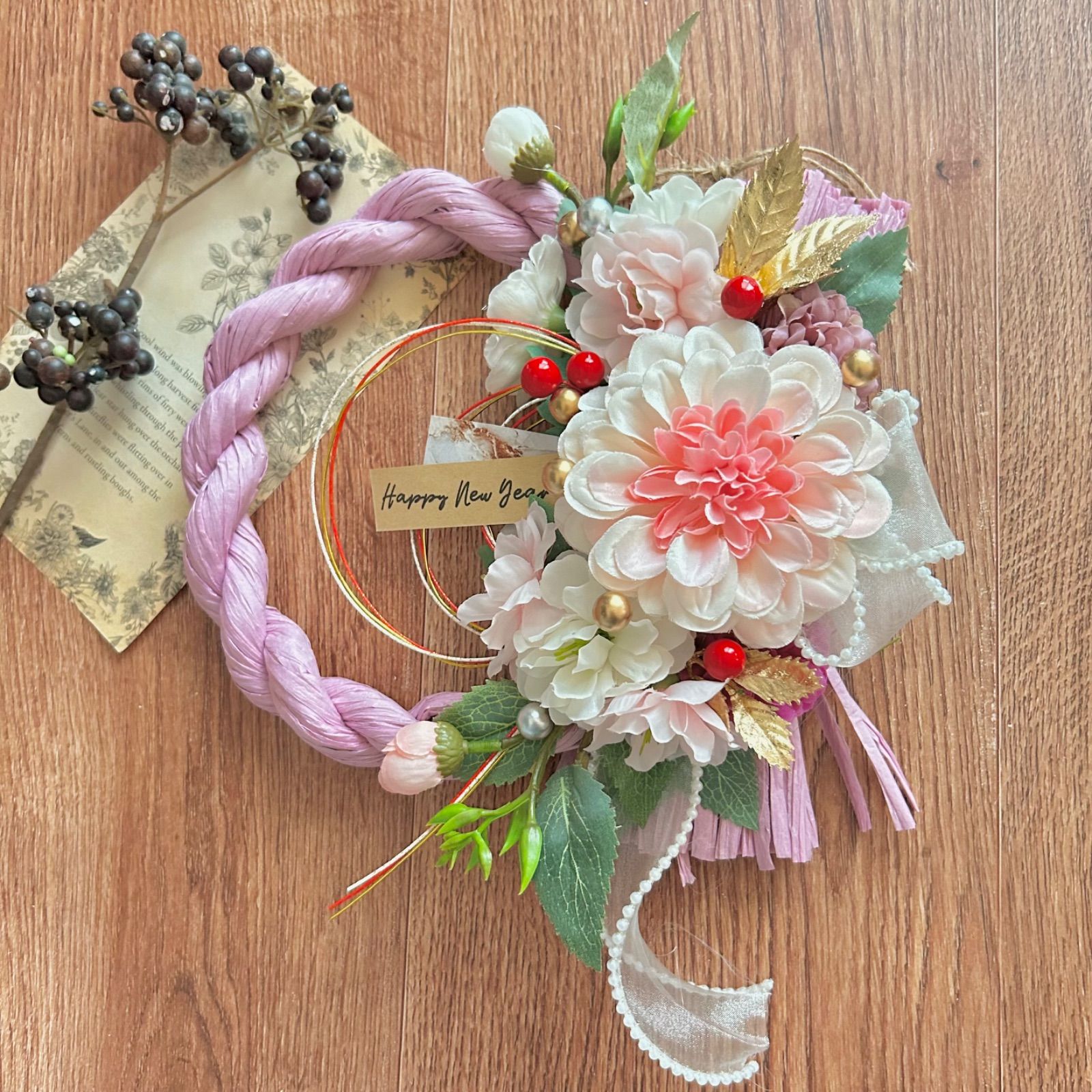 お正月しめ縄 しめ飾り＊ハンドメイド お正月しめ飾り しめ縄＊ハンドメイド お正月飾り☆しめ縄（エコ