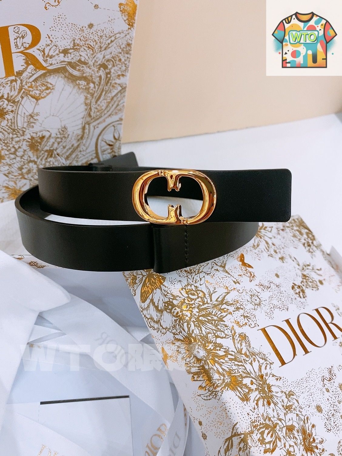 今日特価】Dior ディオール Montaigne CD ベルトバックル付きベルト-1