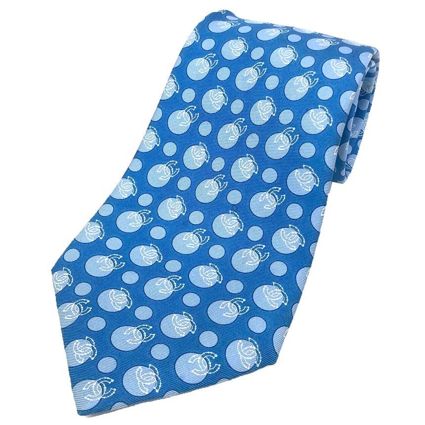 シャネル CHANEL ネクタイ ドット ココマーク シルク ブルー aq12305