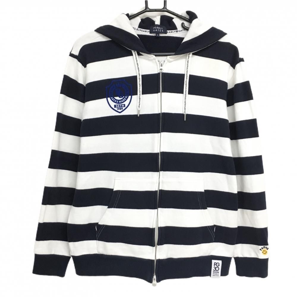 PEARLY GATES パーリーゲイツ ジップパーカー ネイビー×白 ボーダー